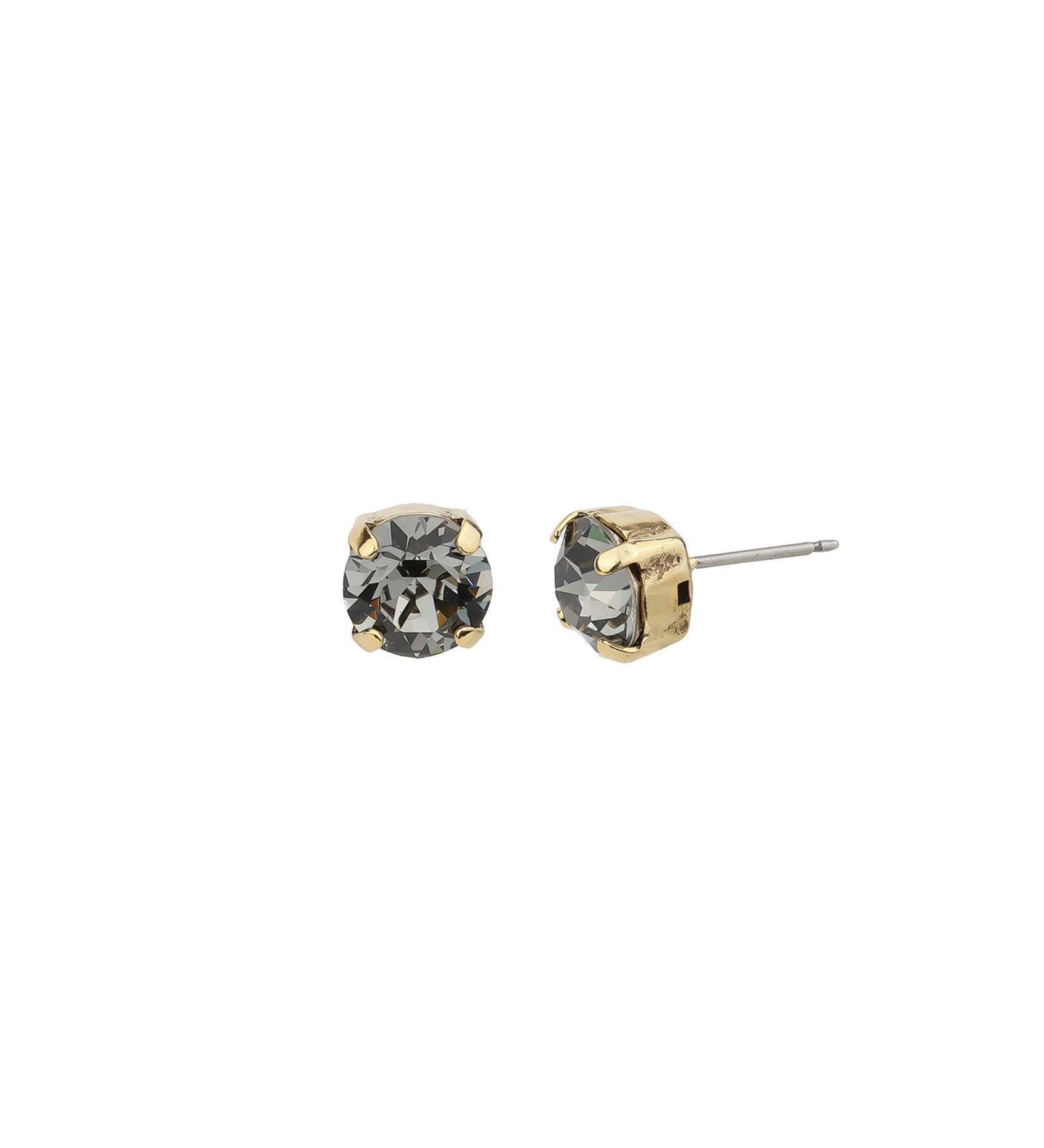 TOVA-Oakland Studs | 8mm-Earrings-14k Gold Plated, Black Diamond Crystal-Blue Ruby Jewellery-Vancouver Canada