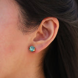 TOVA-Oakland Studs | 8mm-Earrings-Gold Plated, Erinite Crystal-Blue Ruby Jewellery-Vancouver Canada