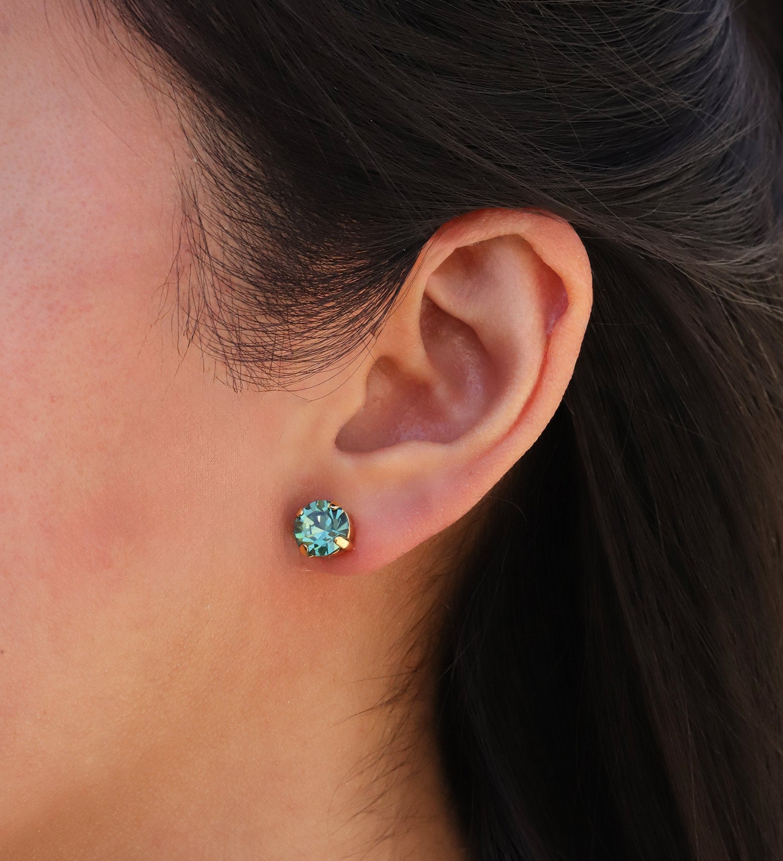 TOVA-Oakland Studs | 8mm-Earrings-Gold Plated, Erinite Crystal-Blue Ruby Jewellery-Vancouver Canada