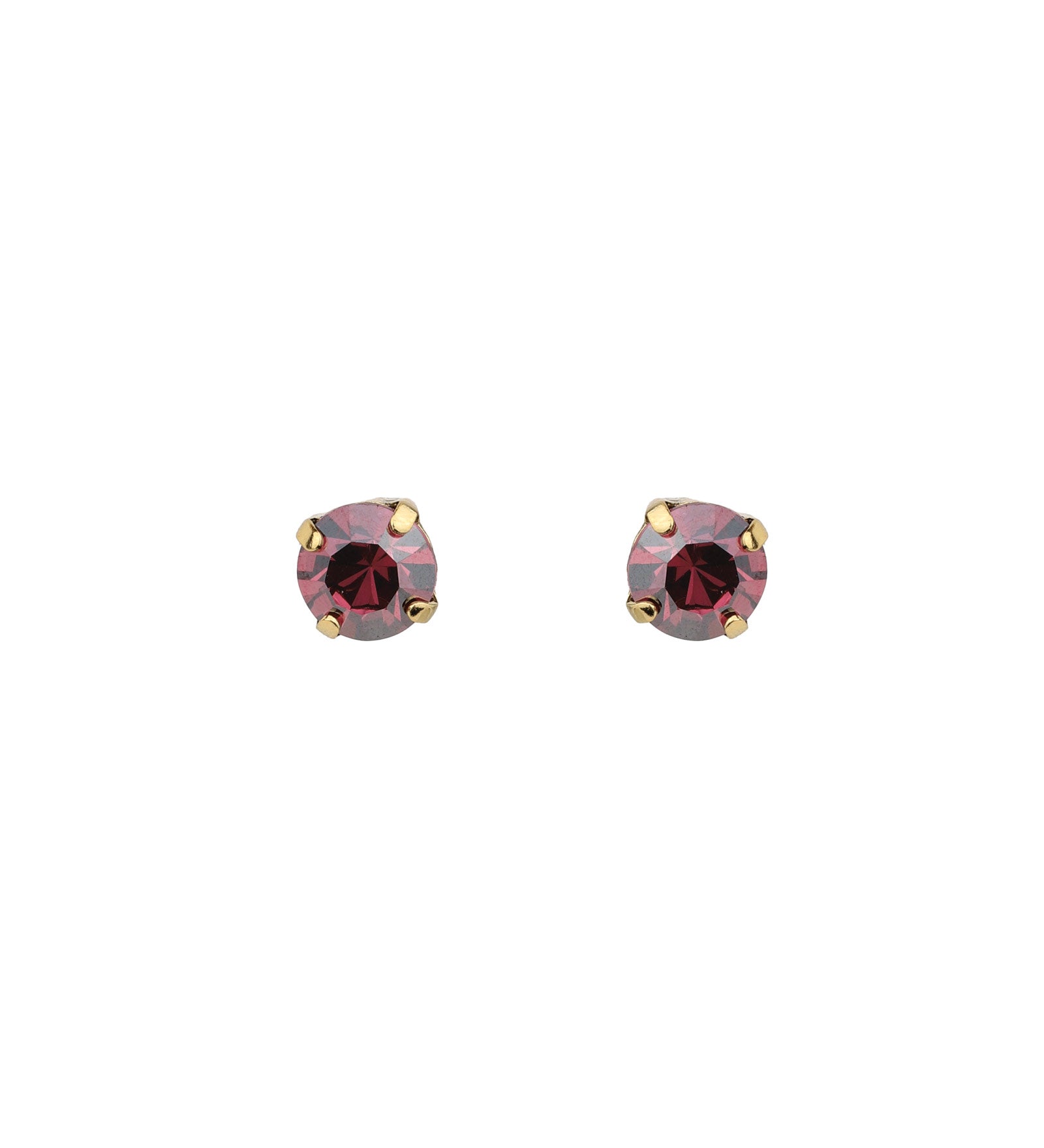 TOVA-Oakland Studs | 8mm-Earrings-Gold Plated, Rose Lustre Crystal-Blue Ruby Jewellery-Vancouver Canada