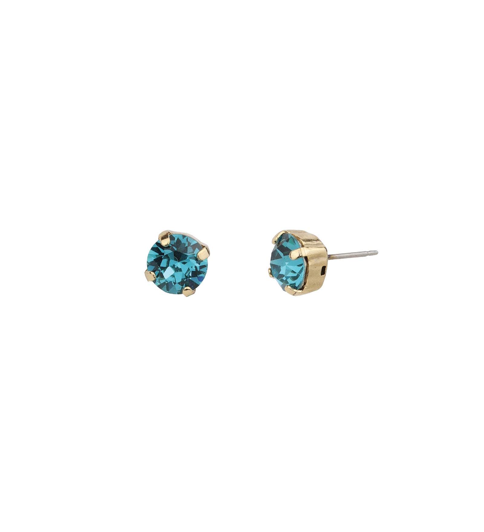 TOVA-Oakland Studs | 8mm-Earrings-Gold Plated, Indicolite Crystal-Blue Ruby Jewellery-Vancouver Canada