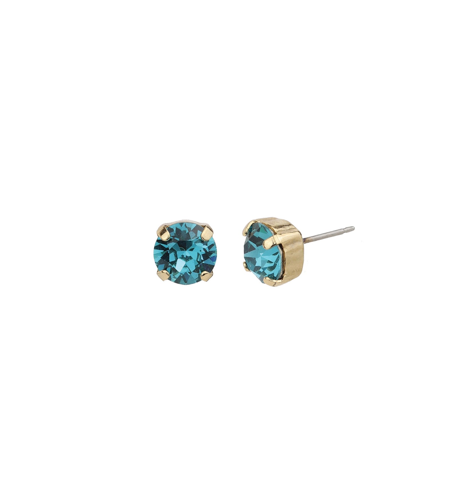 TOVA-Oakland Studs | 8mm-Earrings-14k Gold Plated, Indicolite Crystal-Blue Ruby Jewellery-Vancouver Canada