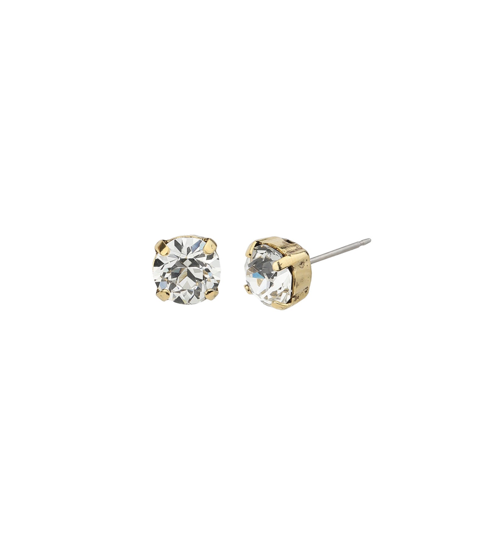 TOVA-Oakland Studs | 8mm-Earrings-14k Gold Plated, White Crystal-Blue Ruby Jewellery-Vancouver Canada