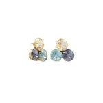 Reya Studs Gold Plated, Aqua Champagne Crystal