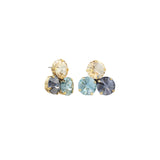 Reya Studs Gold Plated, Aqua Champagne Crystal