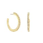 TOVA-Slim Hoops-Earrings-Gold Plated, White Crystal-Blue Ruby Jewellery-Vancouver Canada