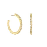 TOVA-Slim Hoops-Earrings-Gold Plated, White Crystal-Blue Ruby Jewellery-Vancouver Canada