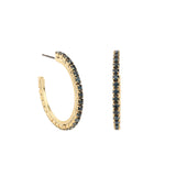 TOVA-Slim Hoops-Earrings-Gold Plated, Indian Sapphire Crystal-Blue Ruby Jewellery-Vancouver Canada