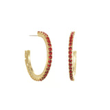 TOVA-Slim Hoops-Earrings-Gold Plated, Red Crystal-Blue Ruby Jewellery-Vancouver Canada