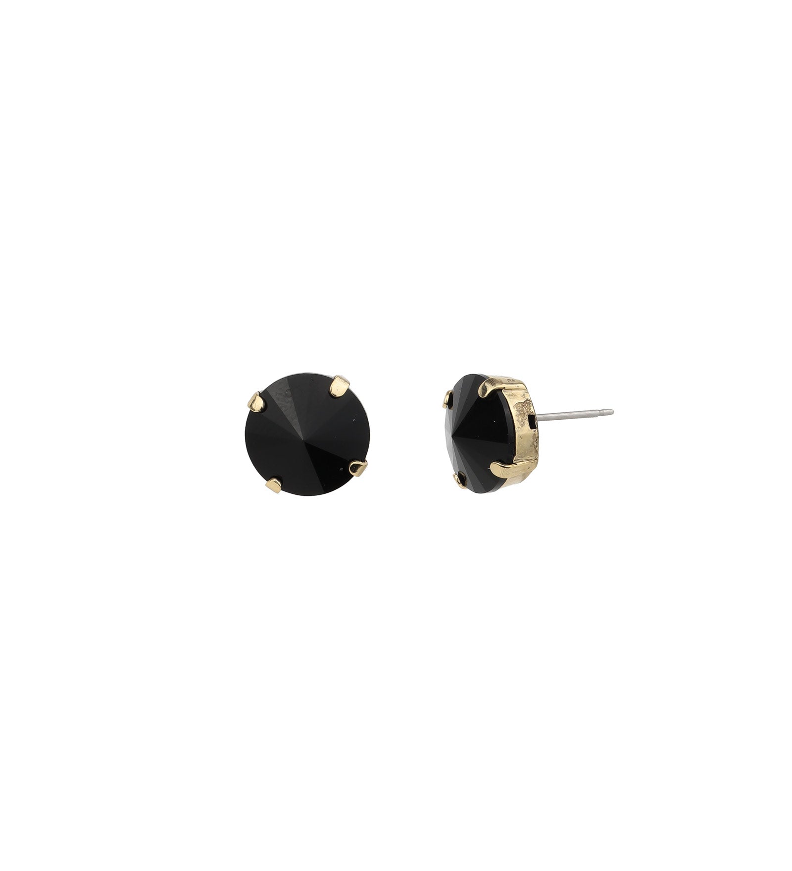 TOVA-The Basic Stud | 12mm-Earrings-Gold Plated, Jet Black Crystal-Blue Ruby Jewellery-Vancouver Canada