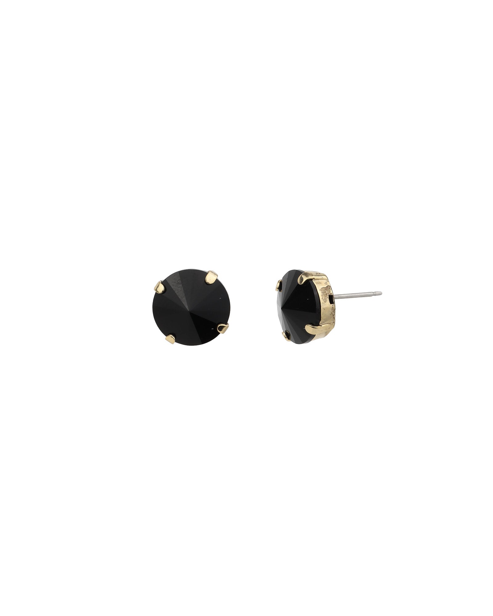 TOVA-The Basic Stud | 12mm-Earrings-Gold Plated, Jet Black Crystal-Blue Ruby Jewellery-Vancouver Canada