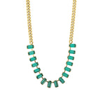 TOVA-Chrysanthi Necklace-Necklaces-14k Gold Plated, Emerald Crystal-Blue Ruby Jewellery-Vancouver Canada