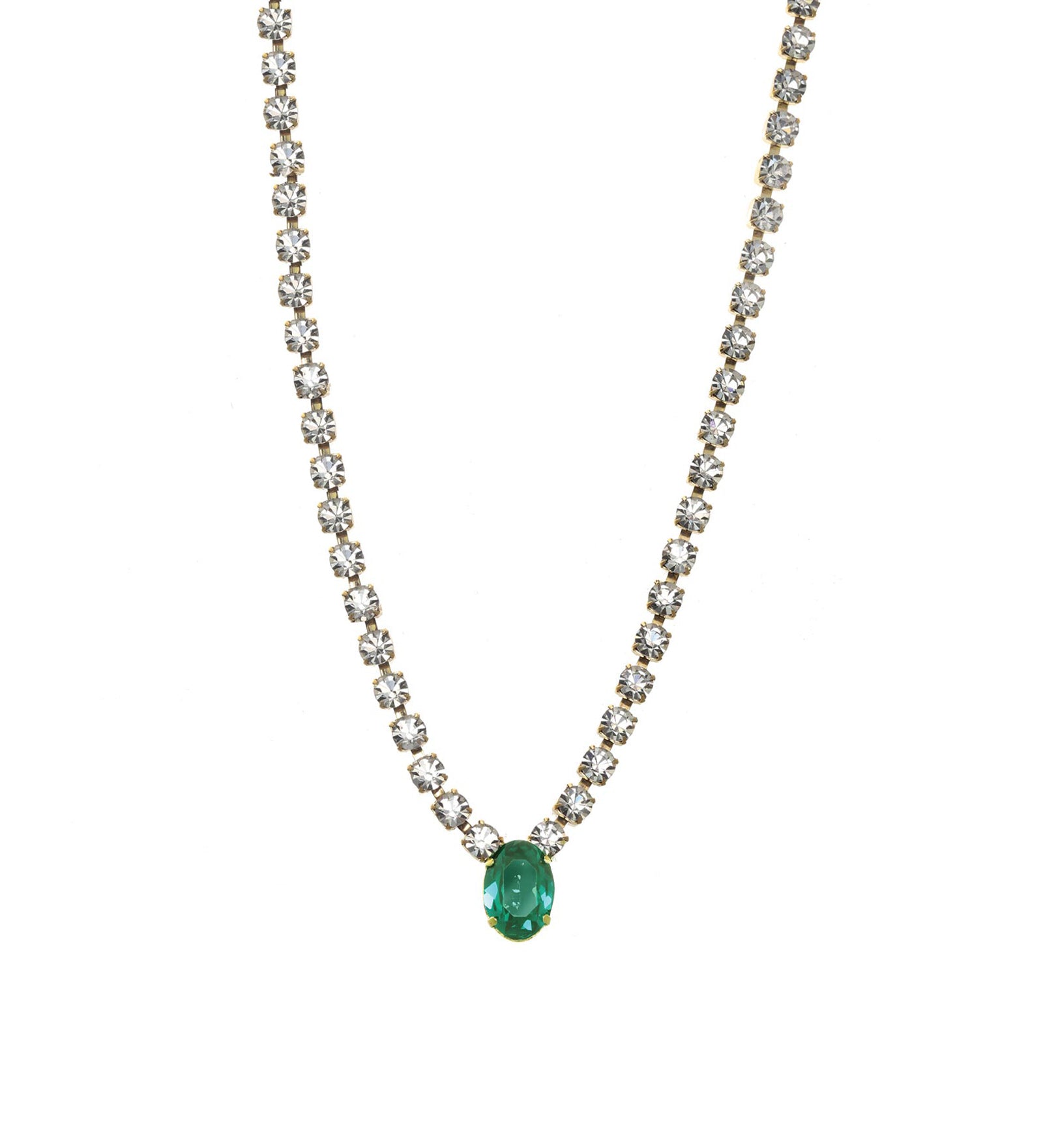 TOVA-Kataleya Necklace-Necklaces-14k Gold Plated, White & Emerald Crystal-Blue Ruby Jewellery-Vancouver Canada