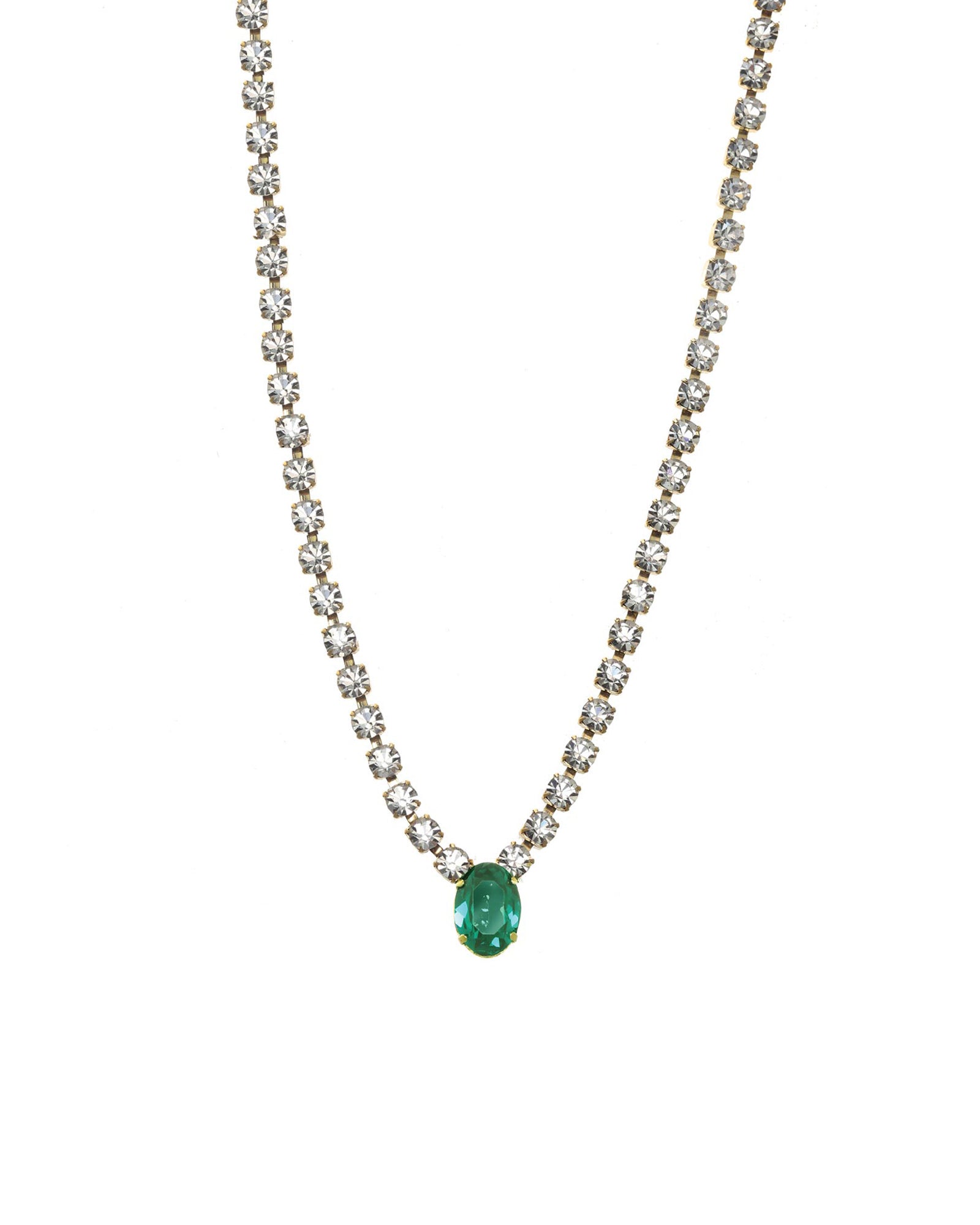 TOVA-Kataleya Necklace-Necklaces-14k Gold Plated, White & Emerald Crystal-Blue Ruby Jewellery-Vancouver Canada