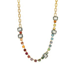 TOVA-Mini Aaralyn Necklace-Necklaces-Gold Plated, Rainbow Ombre Crystal-Blue Ruby Jewellery-Vancouver Canada