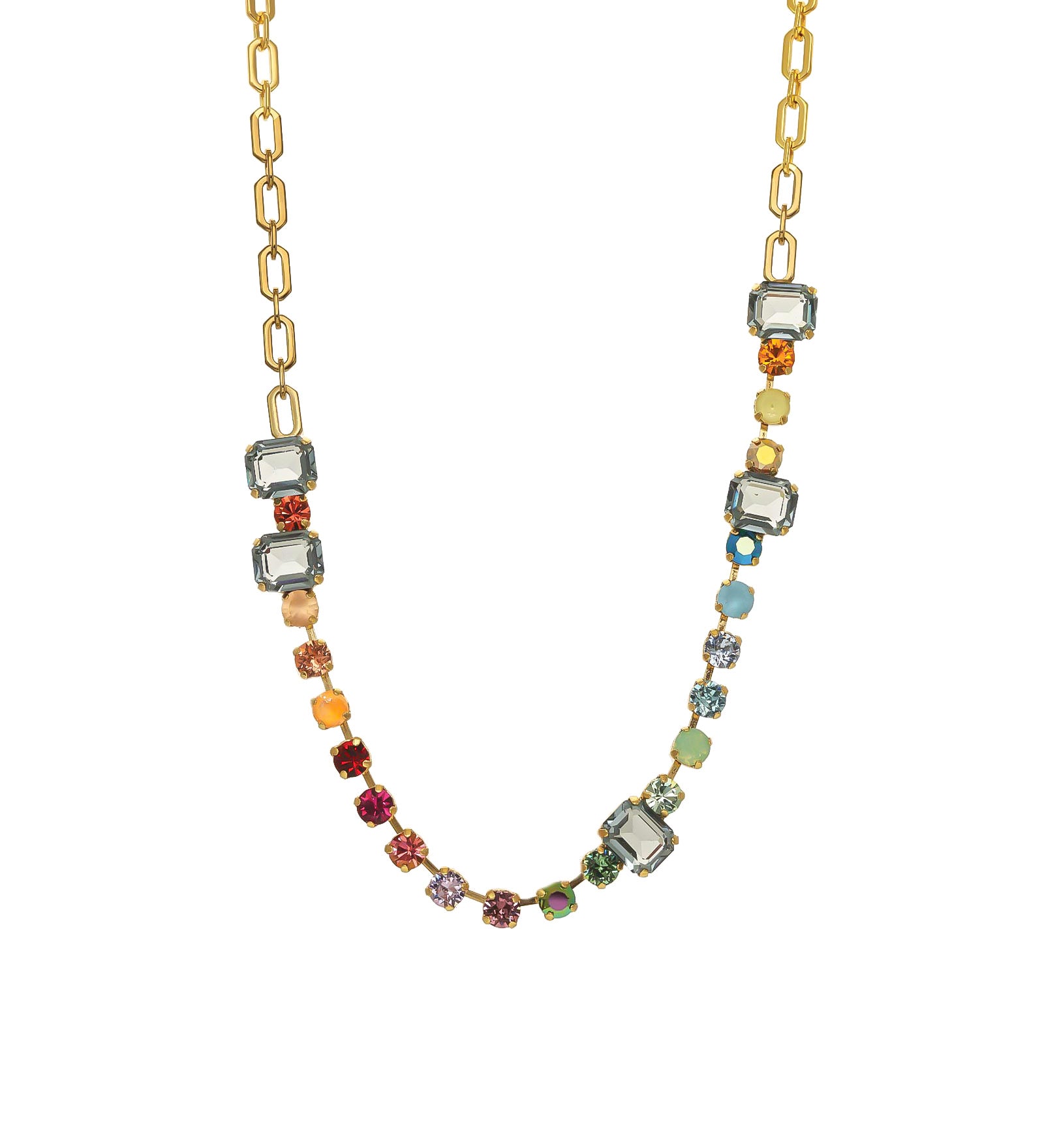 TOVA-Mini Aaralyn Necklace-Necklaces-Gold Plated, Rainbow Ombre Crystal-Blue Ruby Jewellery-Vancouver Canada