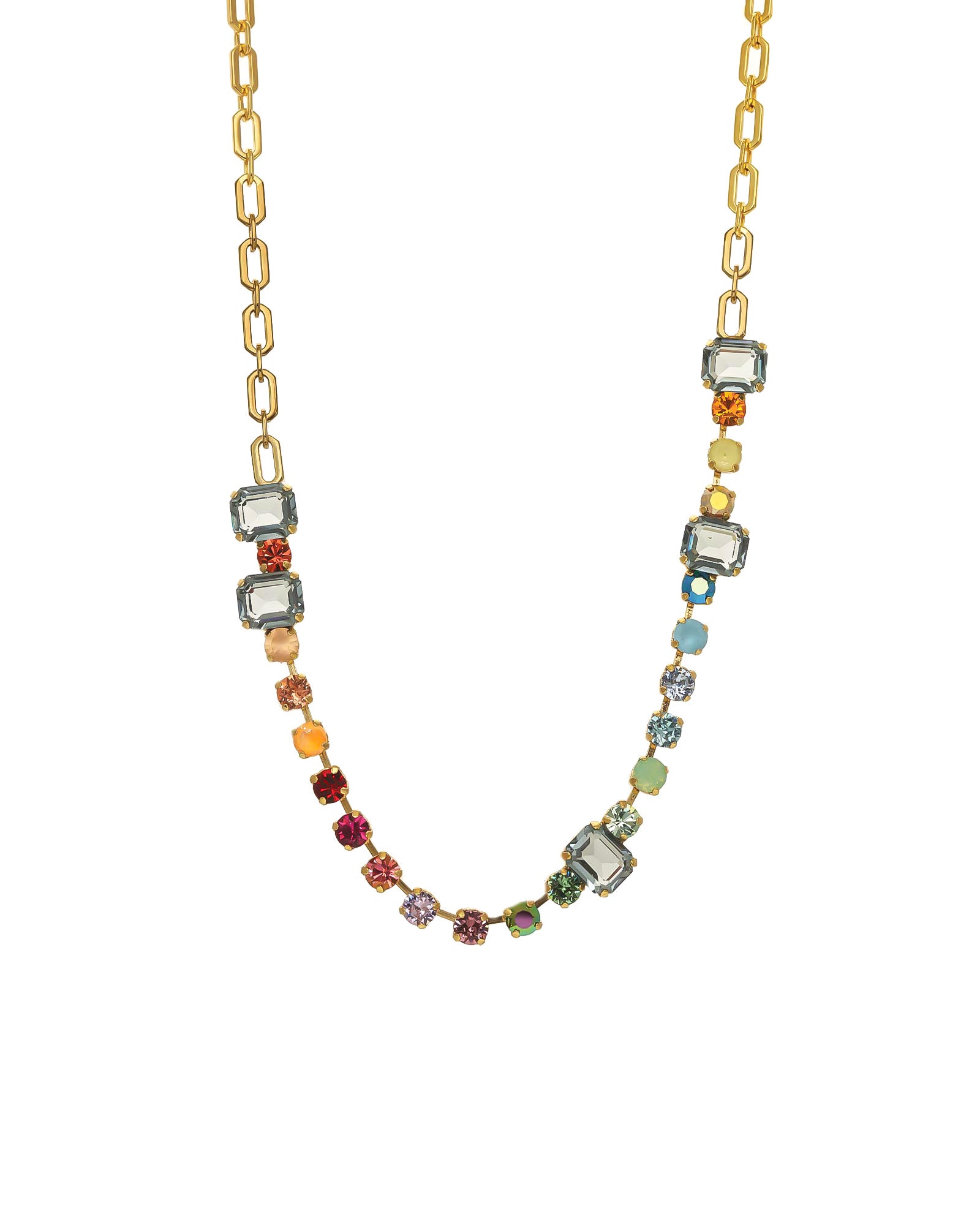 TOVA-Mini Aaralyn Necklace-Necklaces-Gold Plated, Rainbow Ombre Crystal-Blue Ruby Jewellery-Vancouver Canada