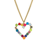 TOVA-Mini Heart Necklace-Necklaces-14k Gold Plated, Multi Pop Crystal-Blue Ruby Jewellery-Vancouver Canada