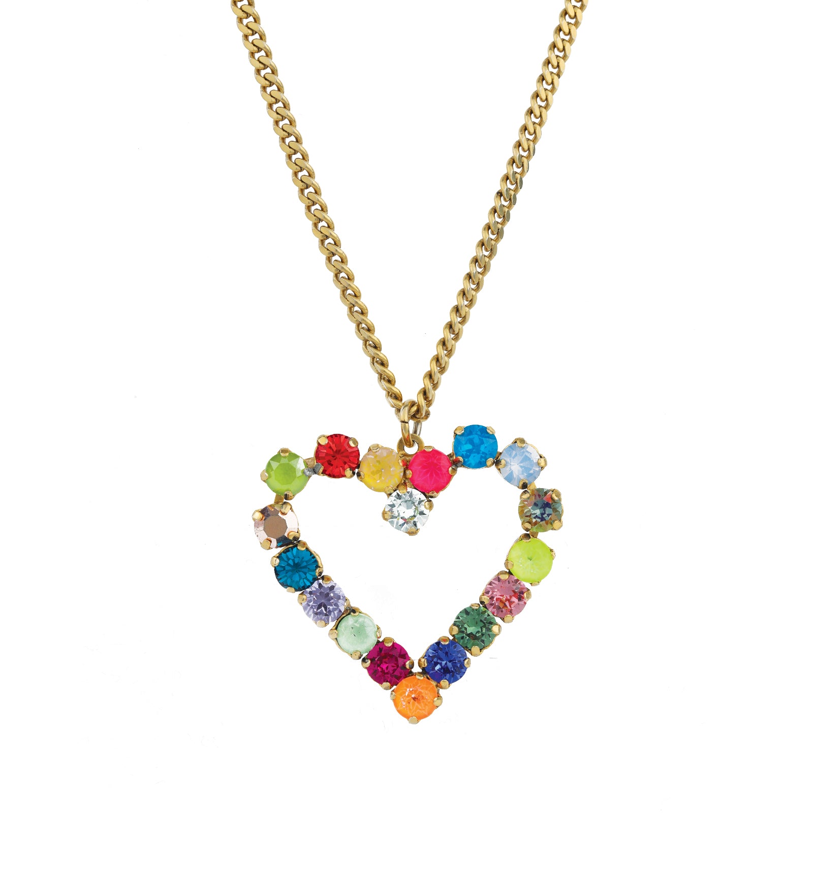 TOVA-Mini Heart Necklace-Necklaces-14k Gold Plated, Multi Pop Crystal-Blue Ruby Jewellery-Vancouver Canada