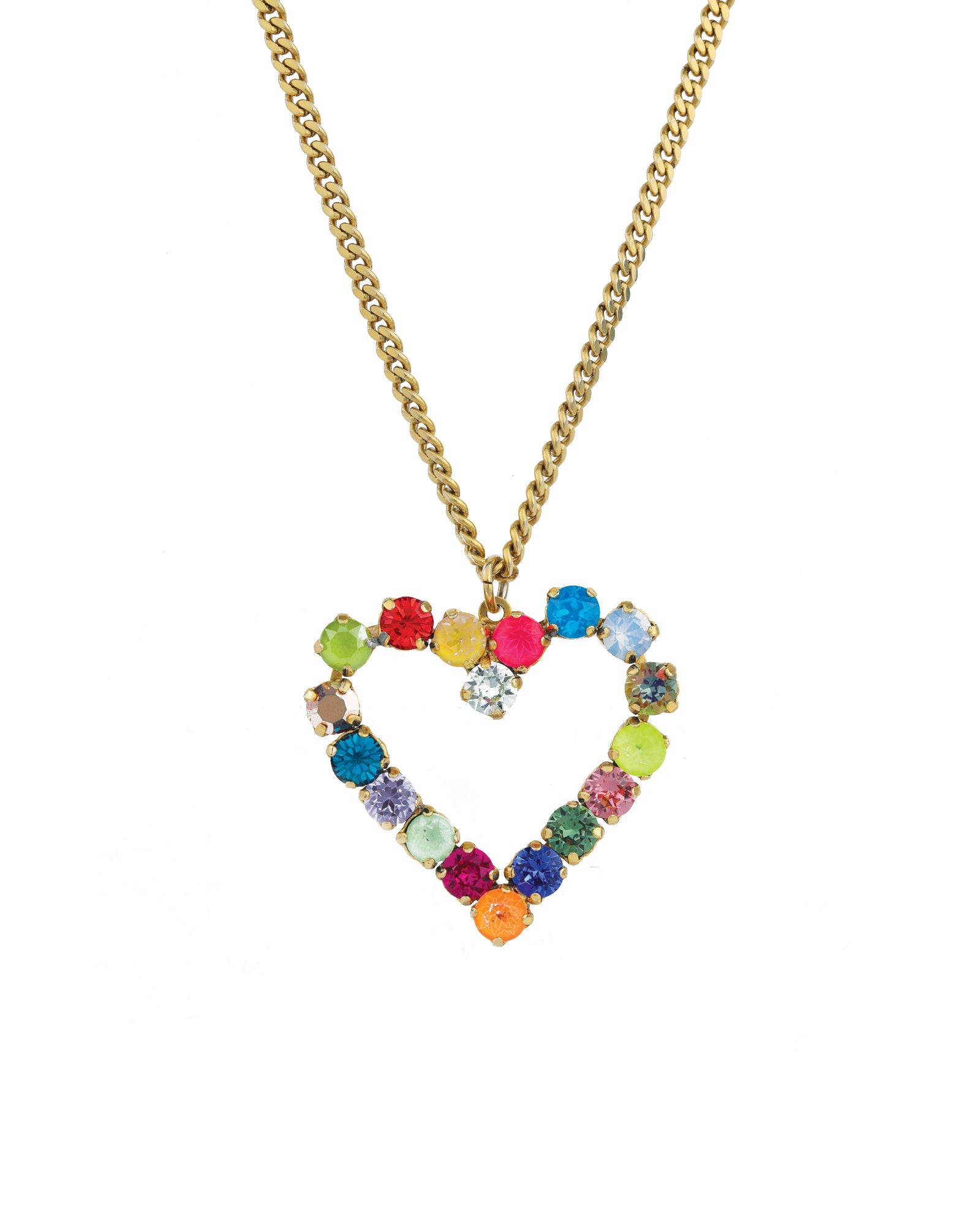 TOVA-Mini Heart Necklace-Necklaces-14k Gold Plated, Multi Pop Crystal-Blue Ruby Jewellery-Vancouver Canada