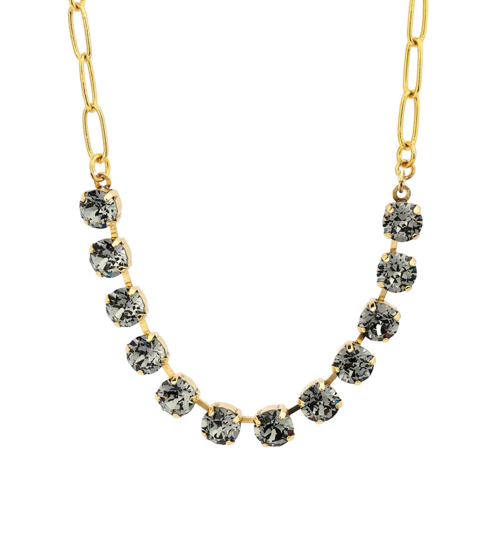 TOVA-Mini Oakland Necklace-Necklaces-14k Gold Plated, Black Diamond Crystal-Blue Ruby Jewellery-Vancouver Canada