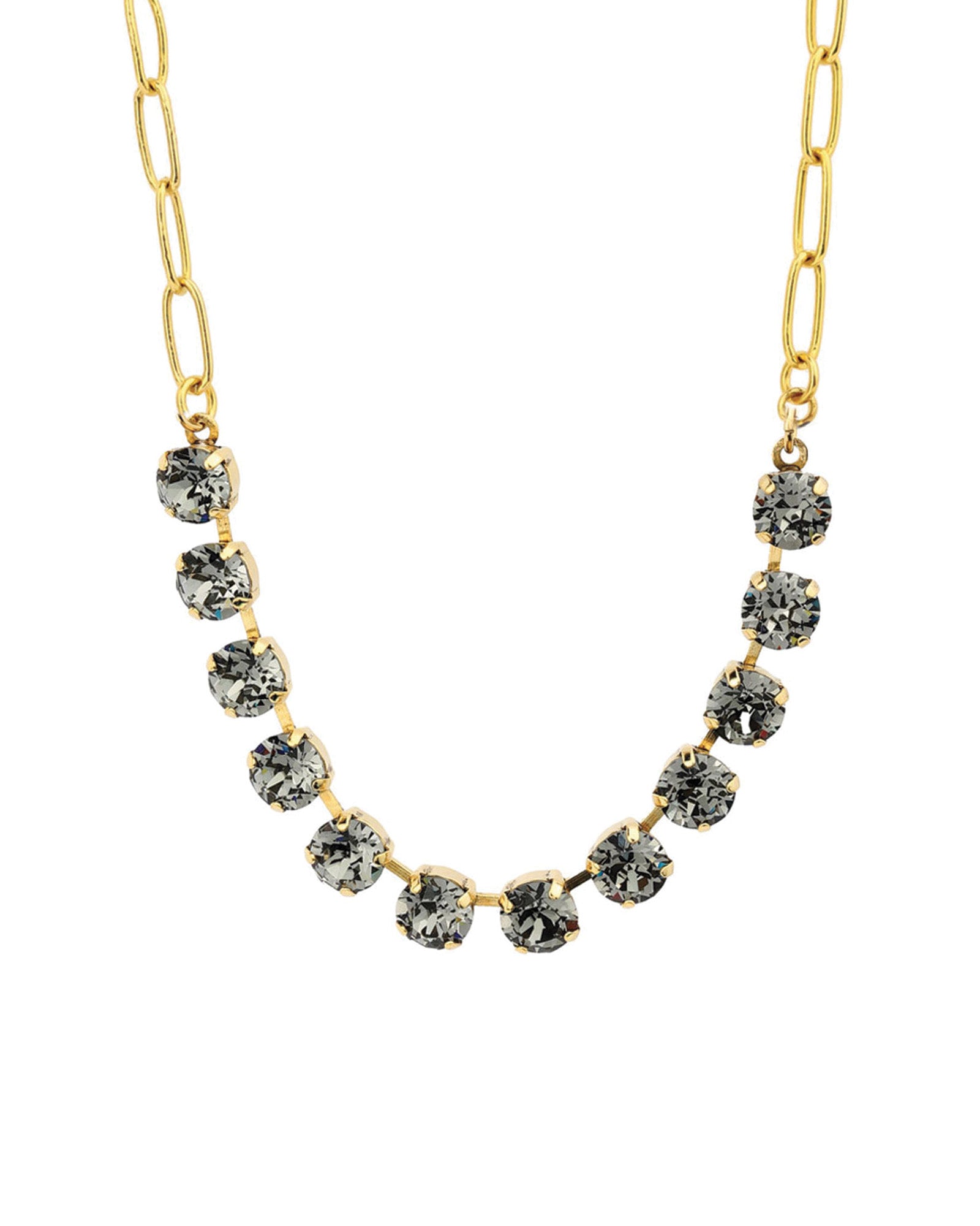 TOVA-Mini Oakland Necklace-Necklaces-14k Gold Plated, Black Diamond Crystal-Blue Ruby Jewellery-Vancouver Canada