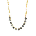 TOVA-Mini Oakland Necklace-Necklaces-Gold Plated, Black Diamond Crystal-Blue Ruby Jewellery-Vancouver Canada