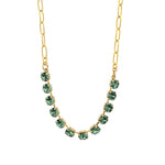 TOVA-Mini Oakland Necklace-Necklaces-Gold Plated, Erinite Crystal-Blue Ruby Jewellery-Vancouver Canada