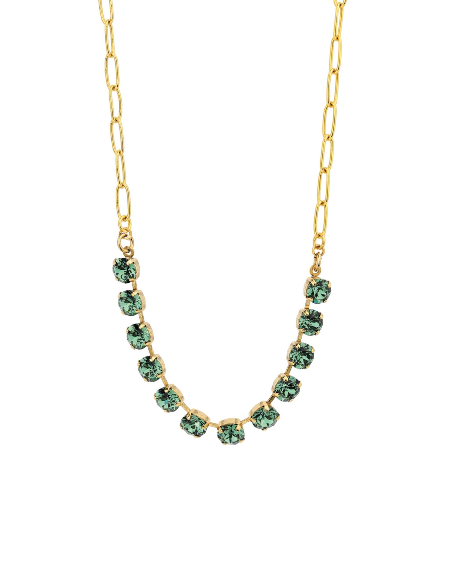 TOVA-Mini Oakland Necklace-Necklaces-Gold Plated, Erinite Crystal-Blue Ruby Jewellery-Vancouver Canada