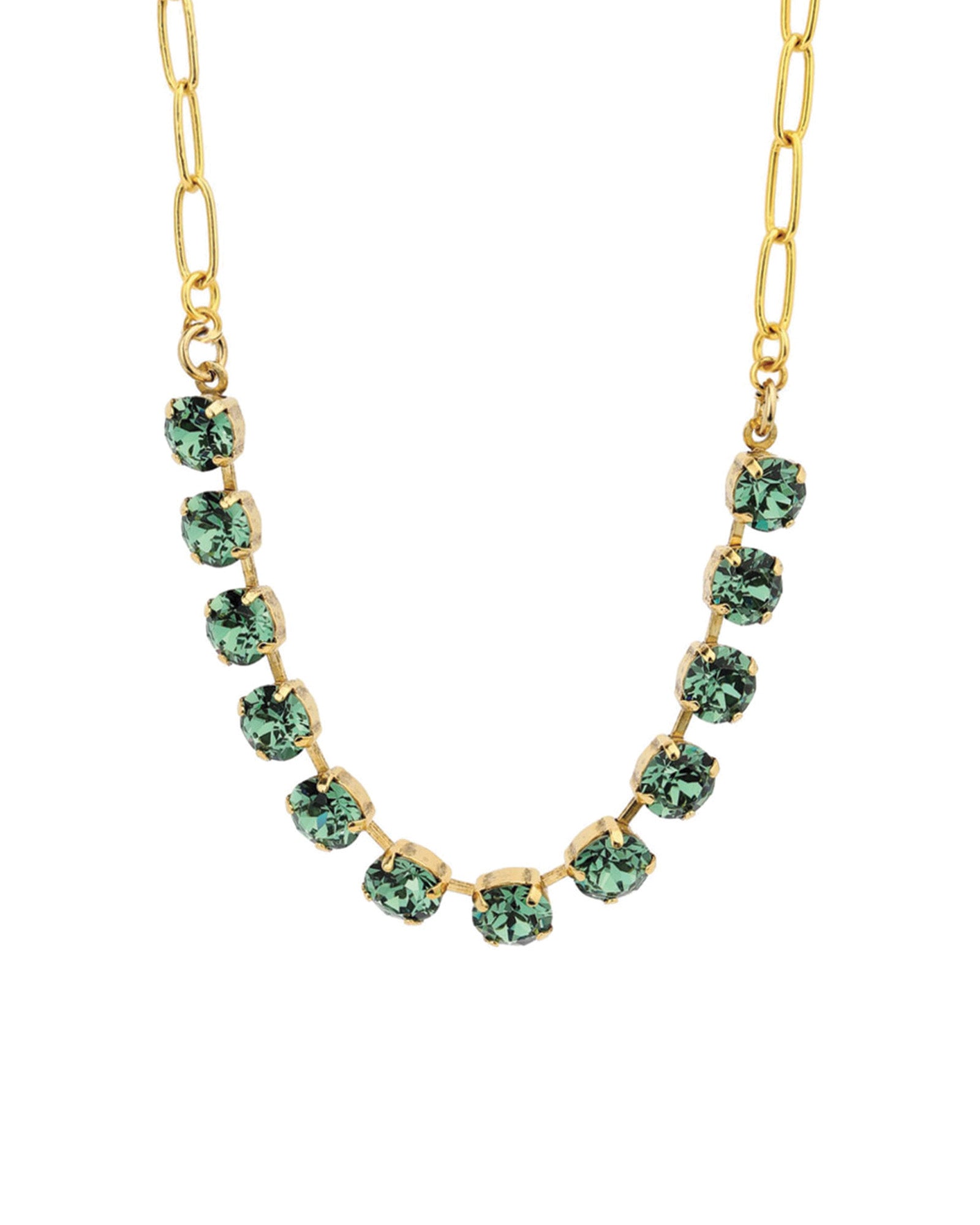 TOVA-Mini Oakland Necklace-Necklaces-14k Gold Plated, Erinite Crystal-Blue Ruby Jewellery-Vancouver Canada