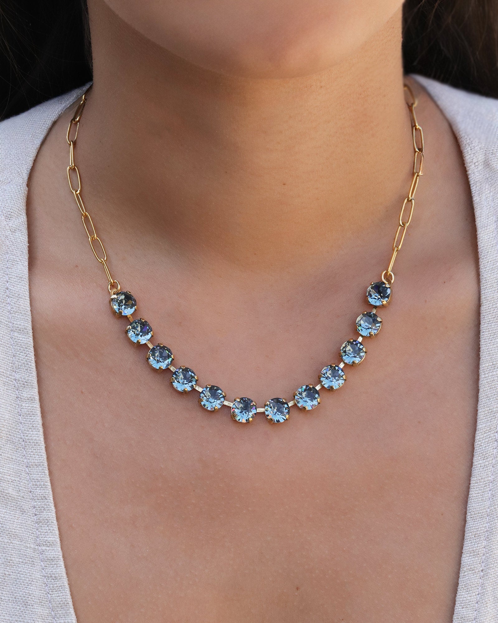 TOVA-Mini Oakland Necklace-Necklaces-Gold Plated, Indian Spphire Crystal-Blue Ruby Jewellery-Vancouver Canada