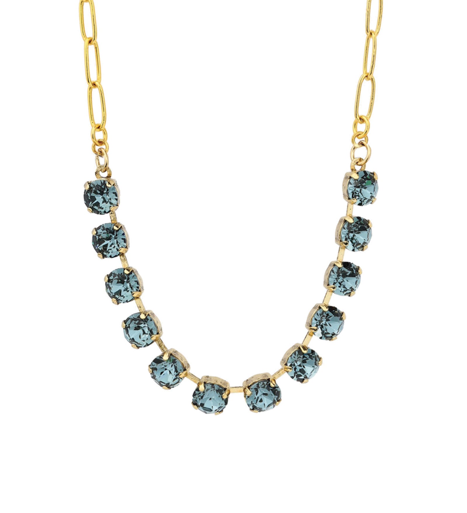 TOVA-Mini Oakland Necklace-Necklaces-14k Gold Plated, Indian Sapphire Crystal-Blue Ruby Jewellery-Vancouver Canada