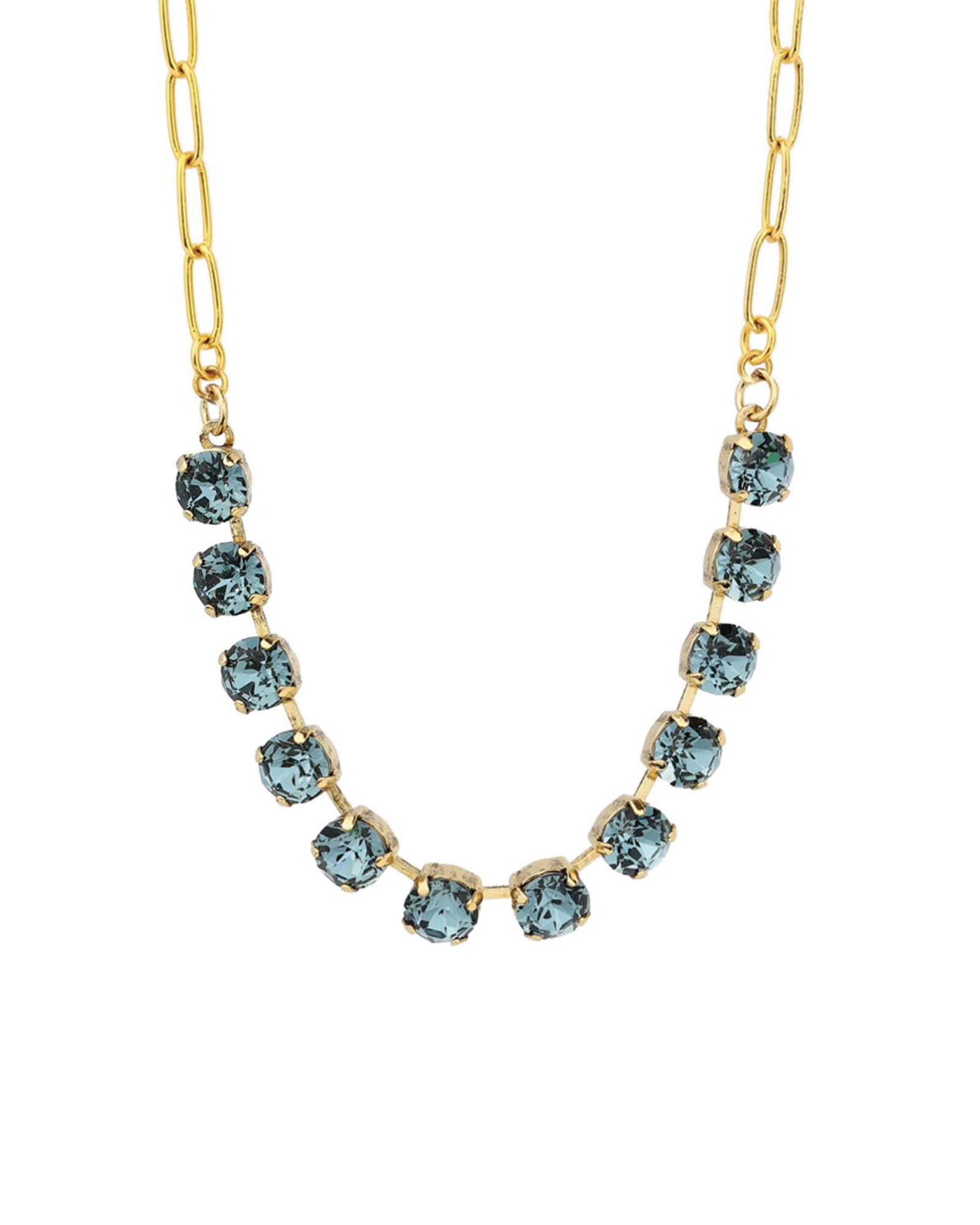 TOVA-Mini Oakland Necklace-Necklaces-14k Gold Plated, Indian Sapphire Crystal-Blue Ruby Jewellery-Vancouver Canada