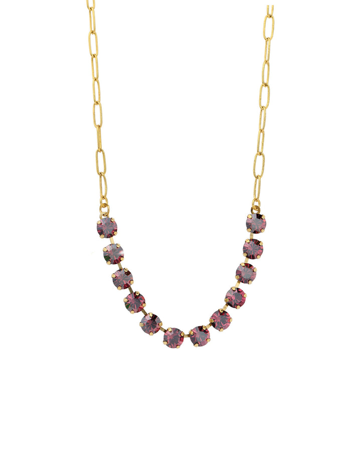 TOVA-Mini Oakland Necklace-Necklaces-Gold Plated, Rose Lustre Crystal-Blue Ruby Jewellery-Vancouver Canada