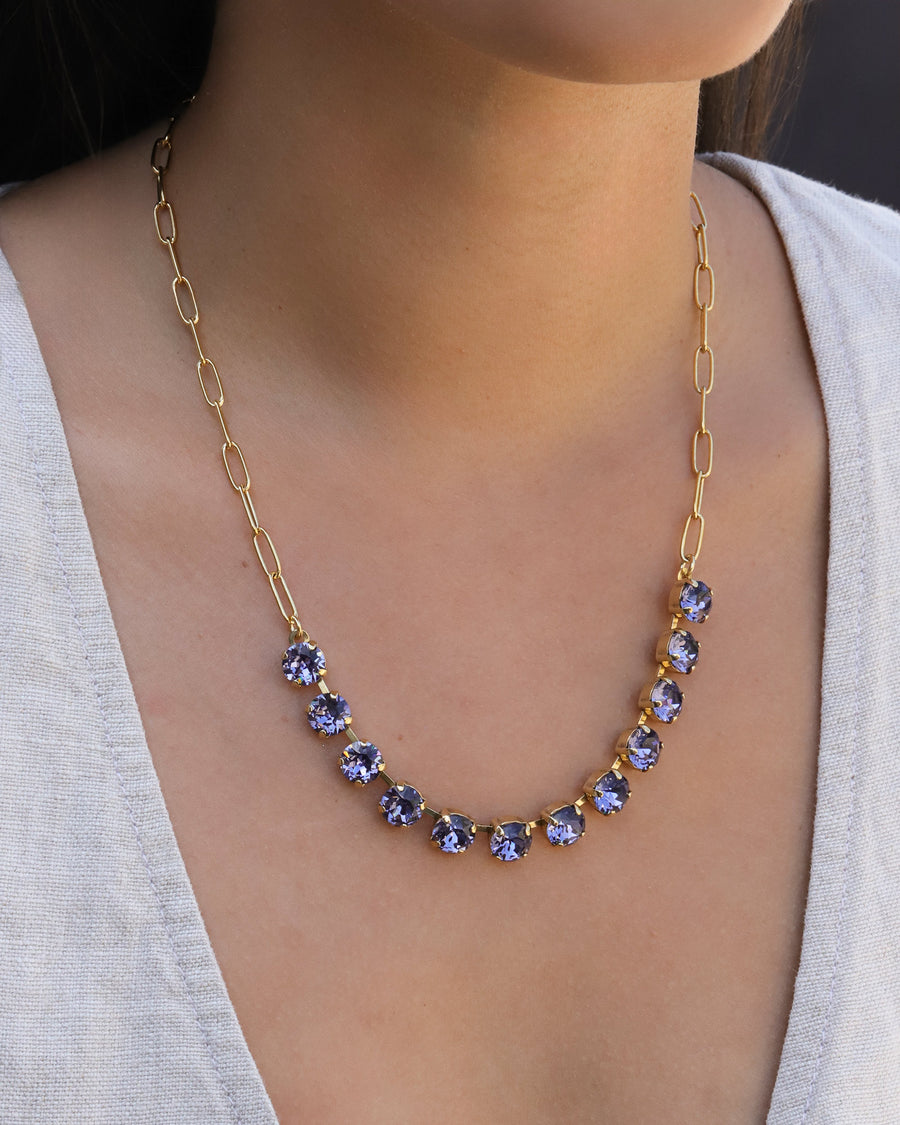 TOVA-Mini Oakland Necklace-Necklaces-Gold Plated, Tanzanite Crystal-Blue Ruby Jewellery-Vancouver Canada