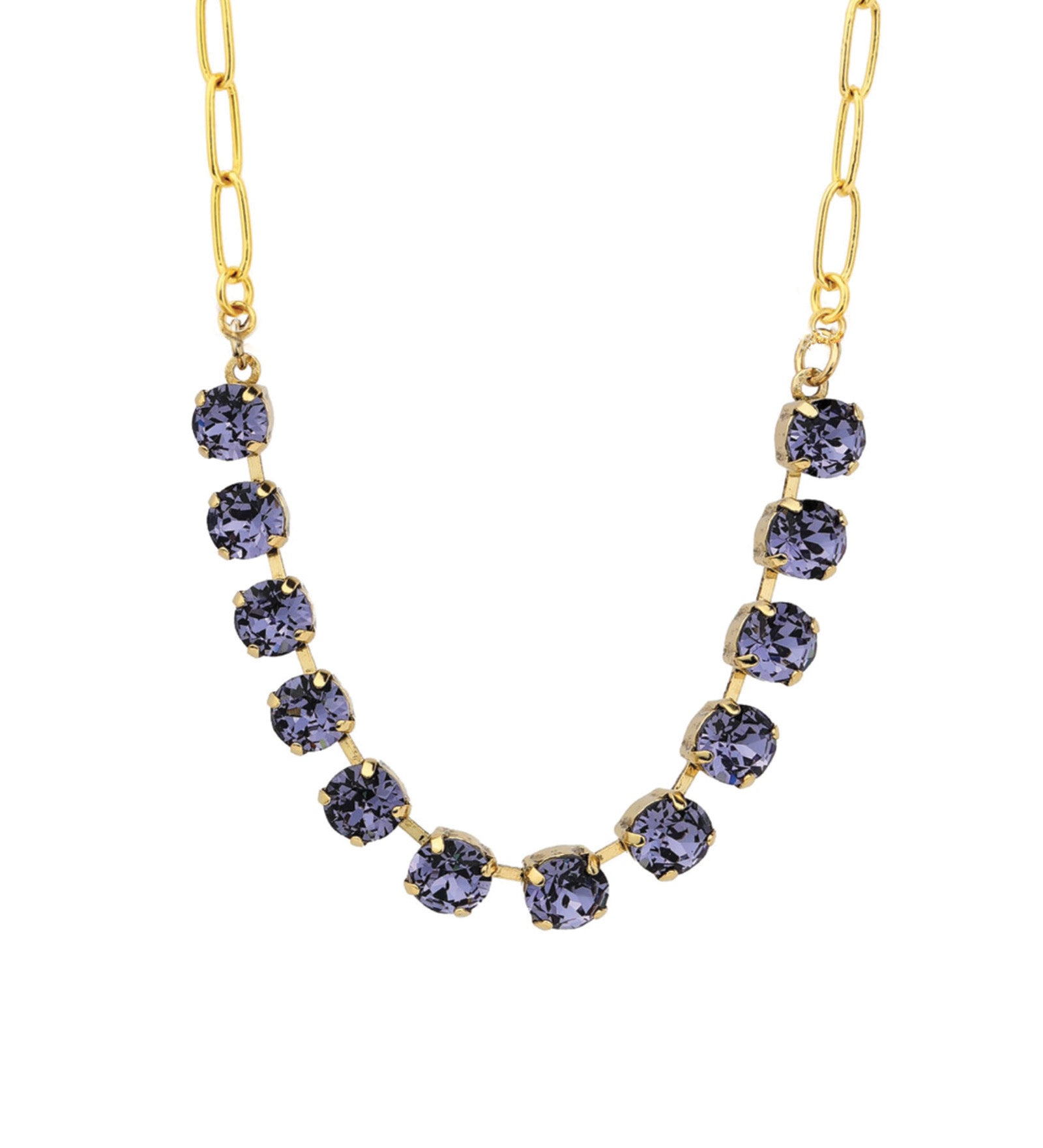 TOVA-Mini Oakland Necklace-Necklaces-14k Gold Plated, Tanzanite Crystal-Blue Ruby Jewellery-Vancouver Canada