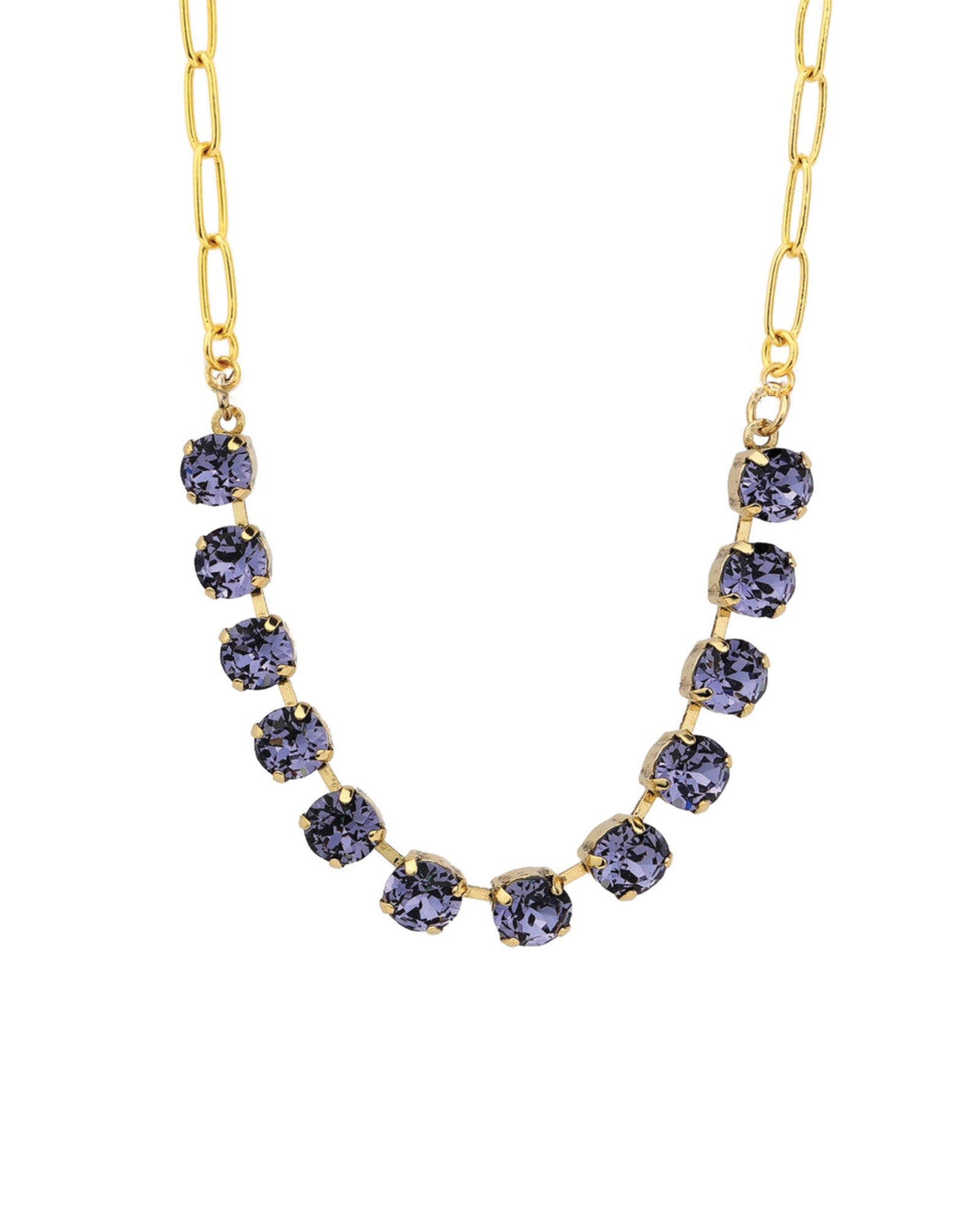 TOVA-Mini Oakland Necklace-Necklaces-14k Gold Plated, Tanzanite Crystal-Blue Ruby Jewellery-Vancouver Canada