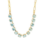 TOVA-Mini Oakland Necklace-Necklaces-14k Gold Plated, Aqua Champagne Crystal-Blue Ruby Jewellery-Vancouver Canada