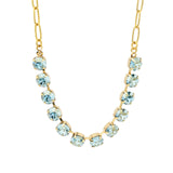 TOVA-Mini Oakland Necklace-Necklaces-14k Gold Plated, Aqua Champagne Crystal-Blue Ruby Jewellery-Vancouver Canada