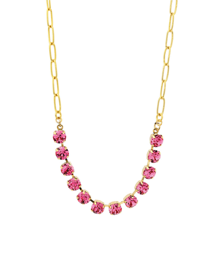 TOVA-Mini Oakland Necklace-Necklaces-Gold Plated, Rose Crystal-Blue Ruby Jewellery-Vancouver Canada