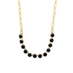 TOVA-Mini Oakland Necklace-Necklaces-Gold Plated, Jet Black Crystal-Blue Ruby Jewellery-Vancouver Canada