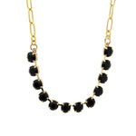 TOVA-Mini Oakland Necklace-Necklaces-14k Gold Plated, Jet Black Crystal-Blue Ruby Jewellery-Vancouver Canada