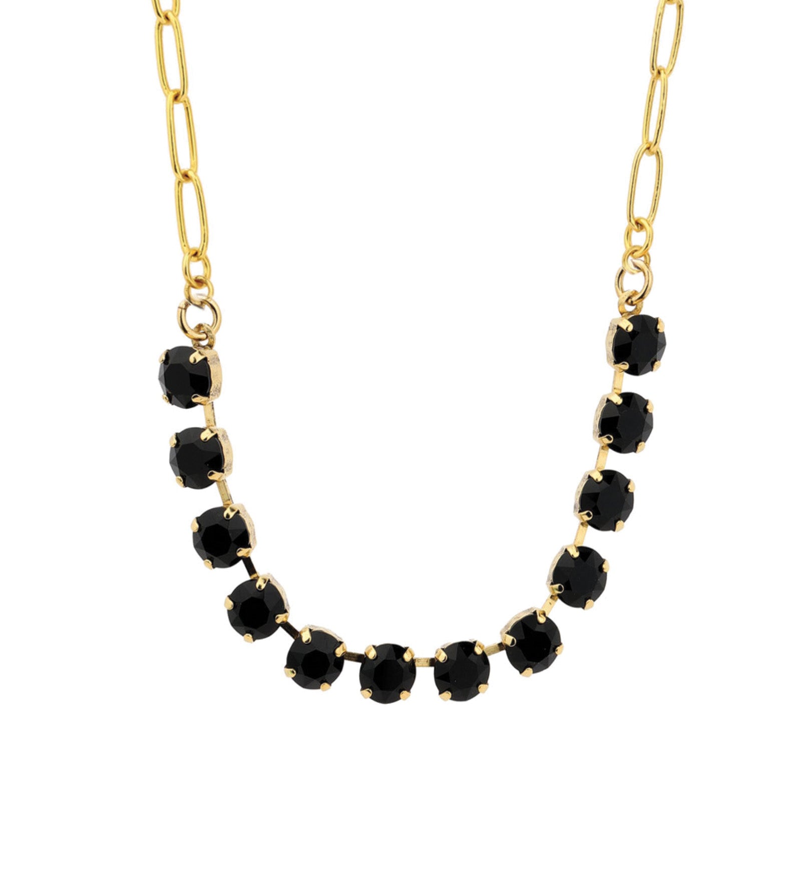 TOVA-Mini Oakland Necklace-Necklaces-14k Gold Plated, Jet Black Crystal-Blue Ruby Jewellery-Vancouver Canada