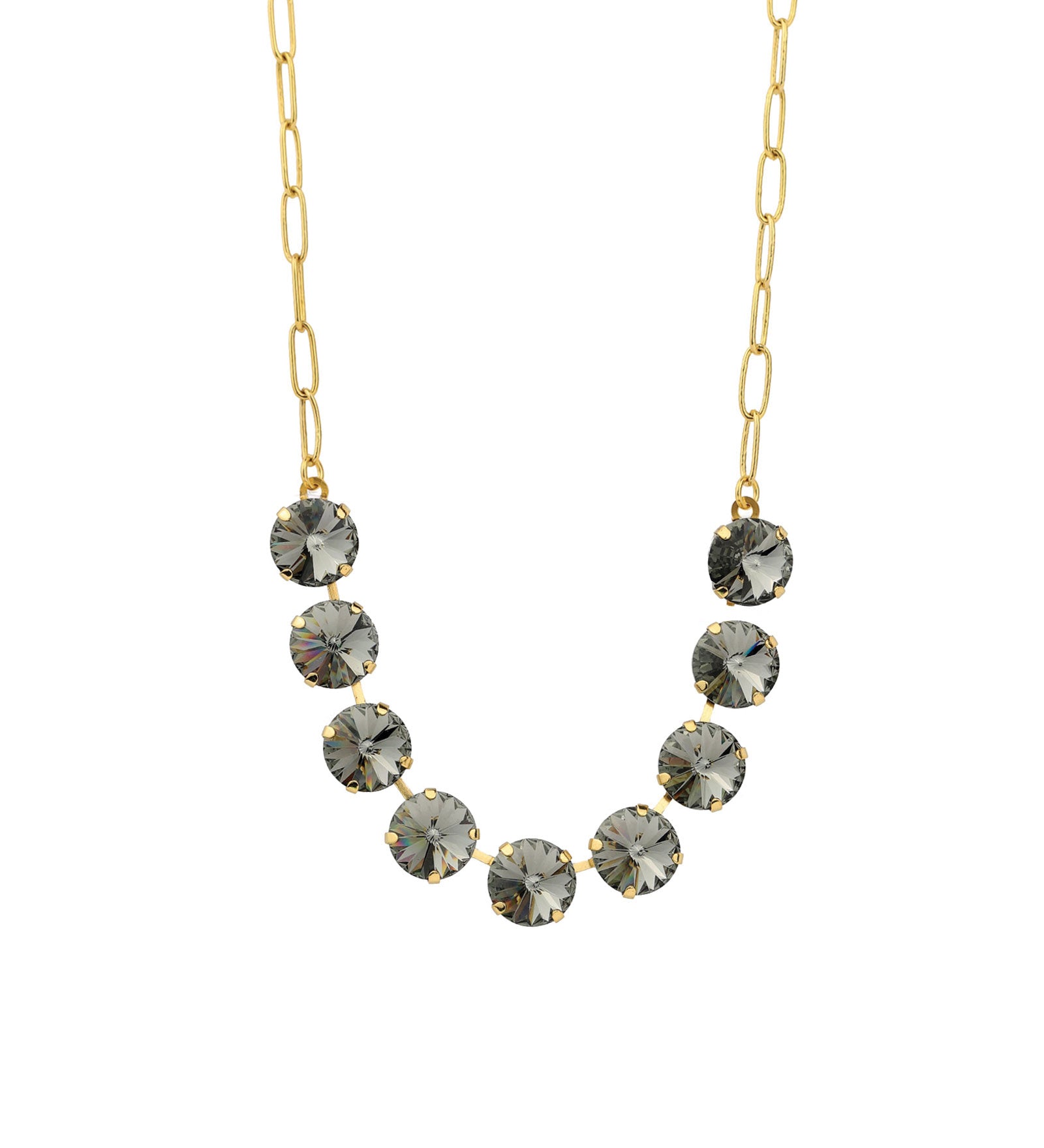 TOVA-Mini Sofia Necklace-Necklaces-Gold Plated, Black Diamond Crystal-Blue Ruby Jewellery-Vancouver Canada