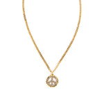 Peace Out Necklace Gold Plated, White Crystal