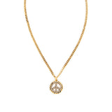 Peace Out Necklace Gold Plated, White Crystal