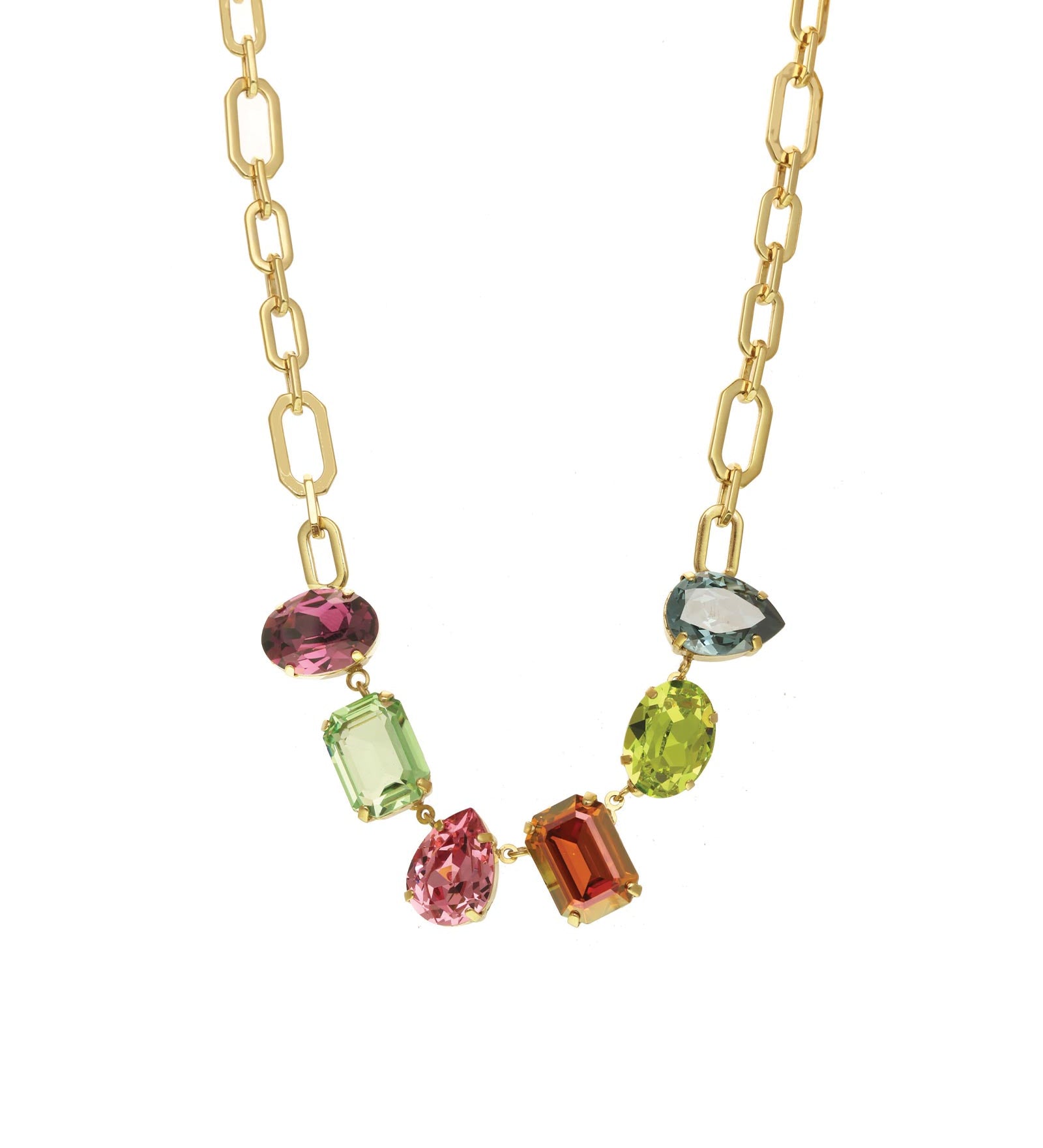 Primrose Necklace Gold Plated, Multi Crystal