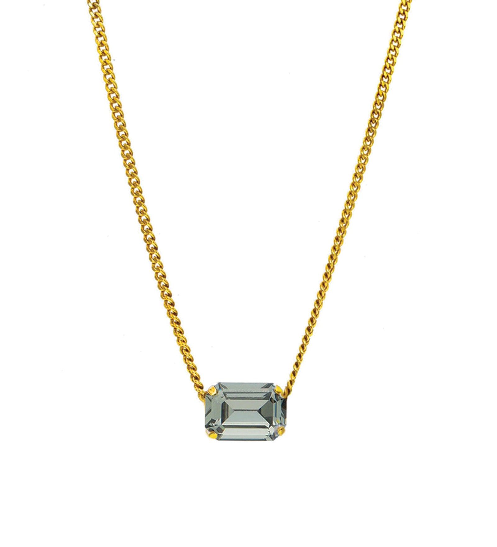 TOVA-Rubin Necklace-Necklaces-14k Gold Plated, Black Diamond Crystal-Blue Ruby Jewellery-Vancouver Canada