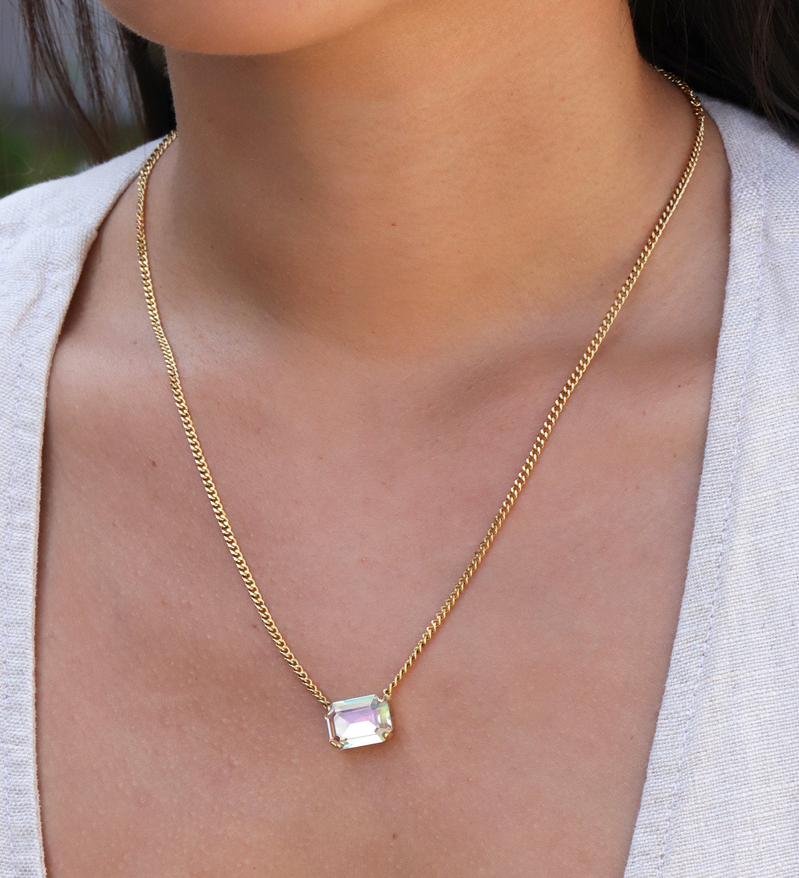 TOVA-Rubin Necklace-Necklaces-Gold Plated, White Crystal-Blue Ruby Jewellery-Vancouver Canada