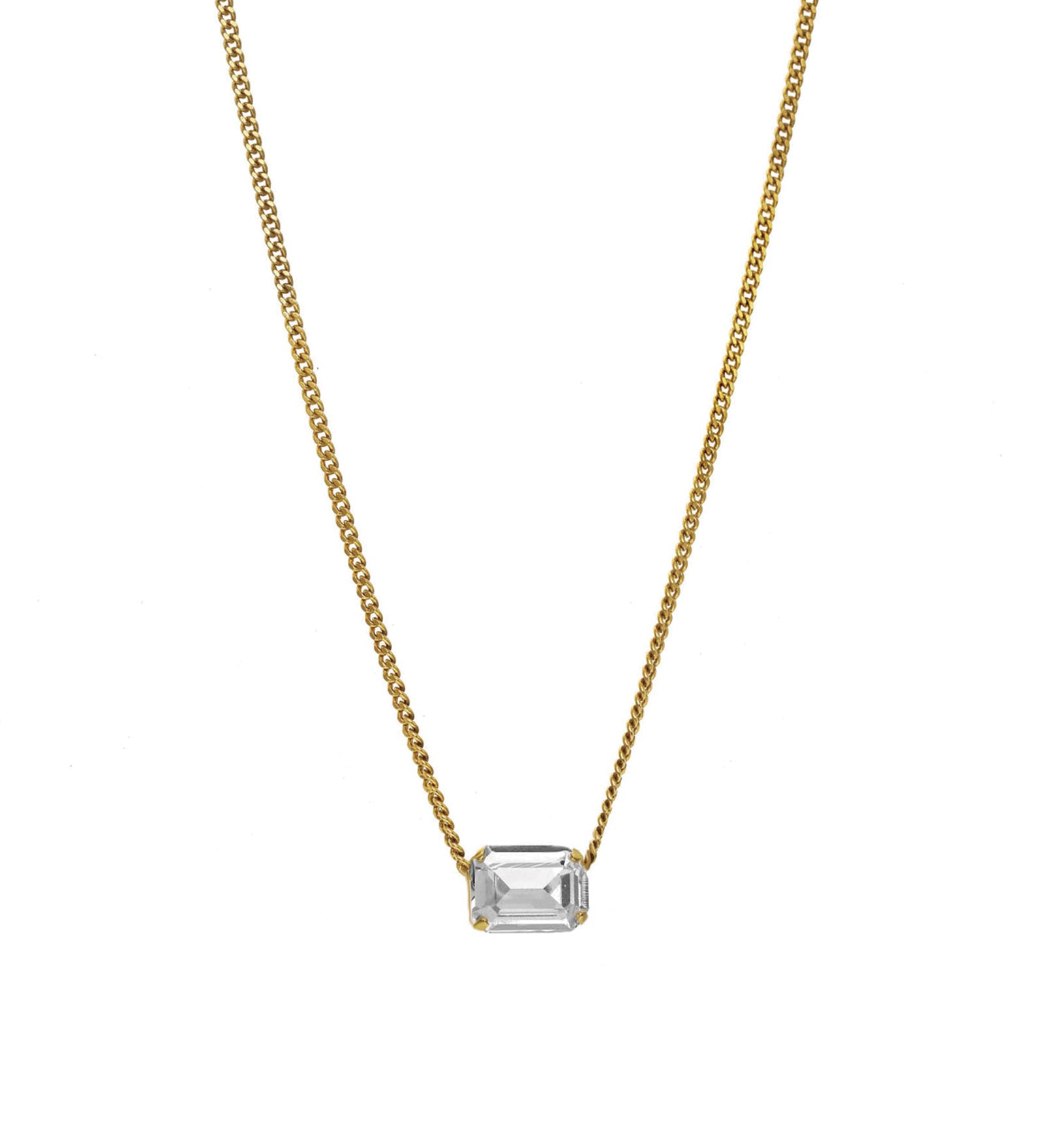 TOVA-Rubin Necklace-Necklaces-Gold Plated, White Crystal-Blue Ruby Jewellery-Vancouver Canada